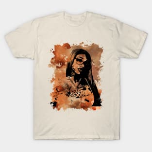 Janae Nierah Wherry  - Brown Watercolor Splash T-Shirt